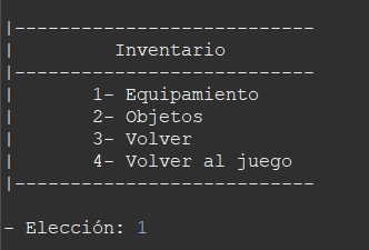 Menú Inventario